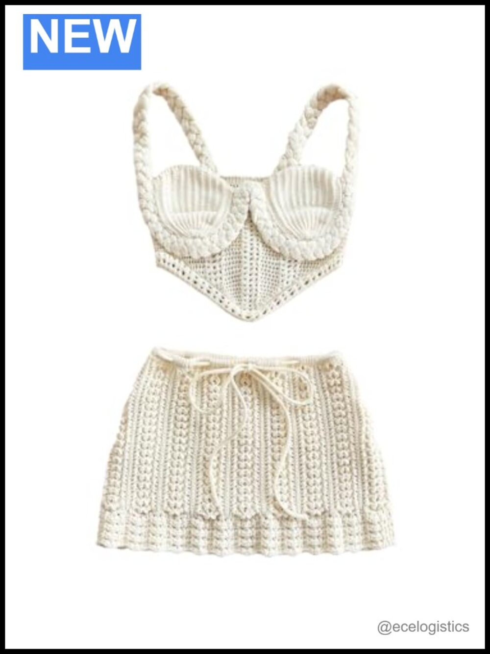 Women's 2 Piece Skirt Set Crochet Beach Cover Up Outfit